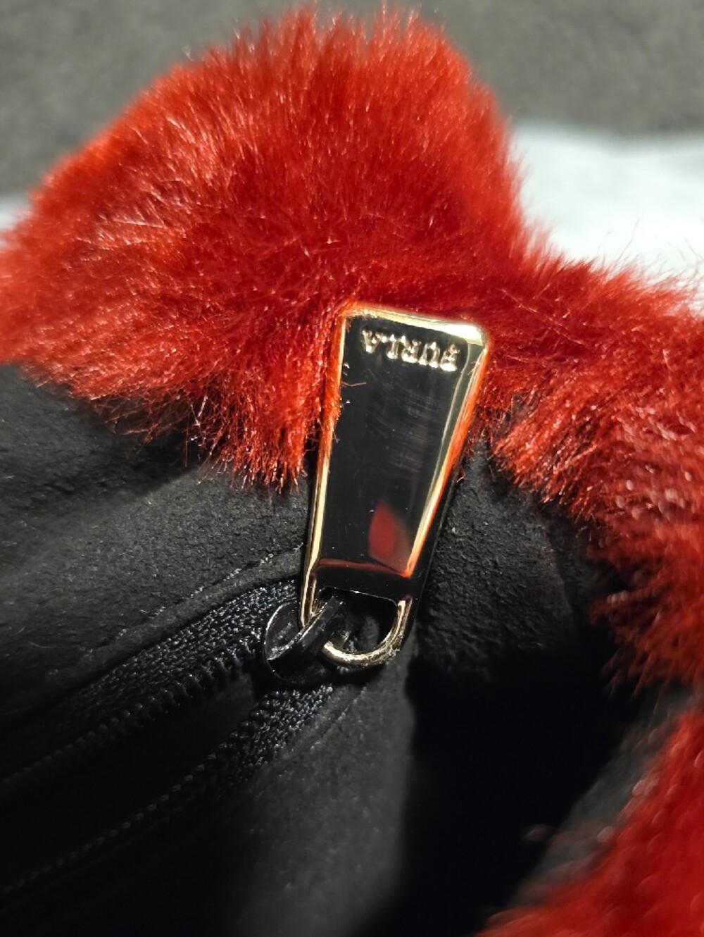 Furla Red Faux-Fur Crossbody with Gold Chain - Picture 4 of 9